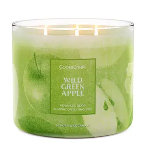 Goose Creek Wild Green Apple Scented Candle 14.5oz 3 Wick Advanced Odor Elimination Technology for Home Decor & Ornaments