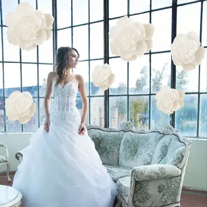 3D floral wall decoration; Flower decoration, wall flower decoration, artificial flower wedding decoration, flower background decoration, birthday party, photo background, arch decoration, wedding wall decoration (6 pieces). Decorative Fruit