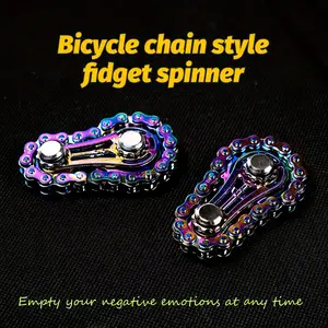 Bicycle Chain Fidget Spinner, Fidget Gadget, Realistic Chain Structure, Gear Linkage, Dual Color Options, Portable Stress Relief Toy, Boys' Gift