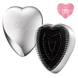 ReFa Heart Brush Silver Heart Shaped Hair Brush - Official Product No Tangle Daily Haircare Detangler Heatless Hair Brush for All Hair Types Hairbrush