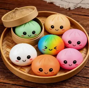 Kawaii Expressive Dumpling Squishy Toy - Mystery Bun Blind Box, Super Soft TPR Stress Relief Squeeze Toy, Cute Steamer Bun Fidget for Anxiety, Desktop Decor, Perfect Birthday & Easter Gift