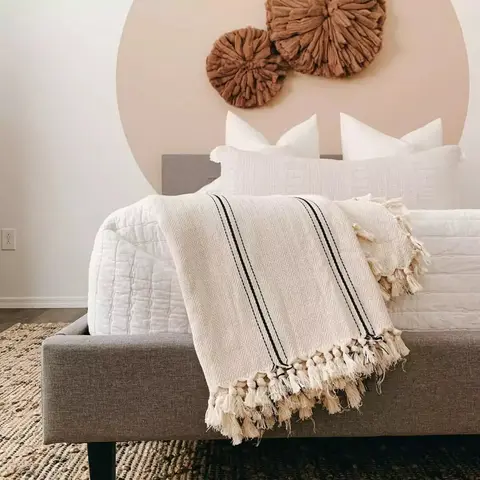 Loomia Lightweight Breathable Blanket | 108" X 114" 5.8 lbs | Classic Stripe Pattern, Ideal for Bed,Couch, Outdoor Indoor and Travel,Camping, All Seasons