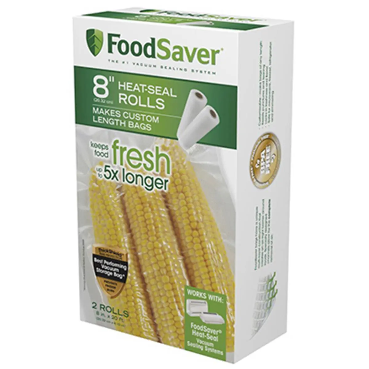 FoodSaver Heat-Sealable Food Storage Rolls, 8 In. X 15 Ft. (8x15ft size), 2-Pack Replacement Parts for Kitchen Appliances, Compatible with All Food Saver & Seal-A-Meal Vacuum Sealer Machines, Seals Food Bags
