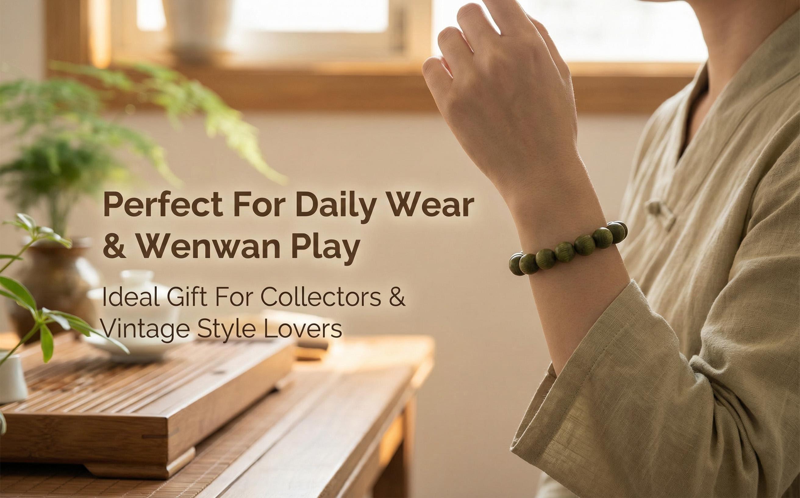 Hoexe Green Sandalwood Bracelet Trendy Fashion Elegant Portable Durable Nice Special-Interest Design Bracelet