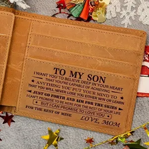 Engraved Wallet for Son Mom to Son Wallet-Wallet for Son From Mom-Leather Wallet-Mens Wallet-Christmas Gift-Gifts for Son