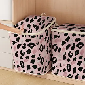 Large Capacity Foldable Storage Bag, Collapsible Closet Organizer, Color Block Print, Durable Non-Woven Fabric, Perfect for Blankets, Quilts, Clothes, Home Gift