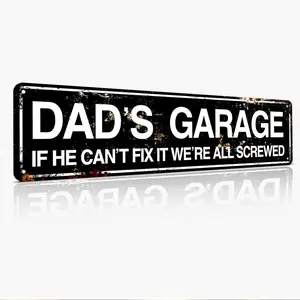 Dad's Garage Aluminum Metal Sign, Novelty Street Sign, Home Decor, Decorative Plaque, Decorative Wall Sign for Home Farmhouse Garage, Living Room Decor, Home Decor Products, Vintage Garage Signs