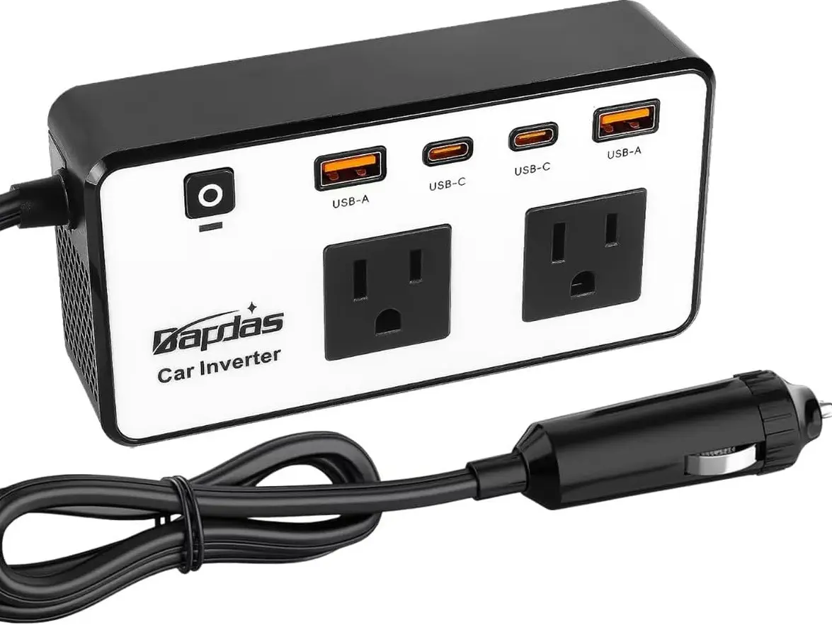 300W Car Power Inverter - DC 12V to 110V AC Car Outlet Adapter Plug with 24W Fast Charging USB-C & USB-A, Portable Converter for Laptops, Phones