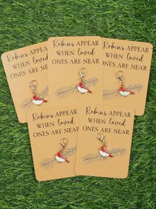 5pcs Robin Red Chest Silver Key Ring, Robin Red Bird Keychain, With A Card “Robin Appear When Loved Ones Near ”, Suitable For Bags, Zippers, Shoes And Other Decorations, Christmas, Valentine's Day Gifts