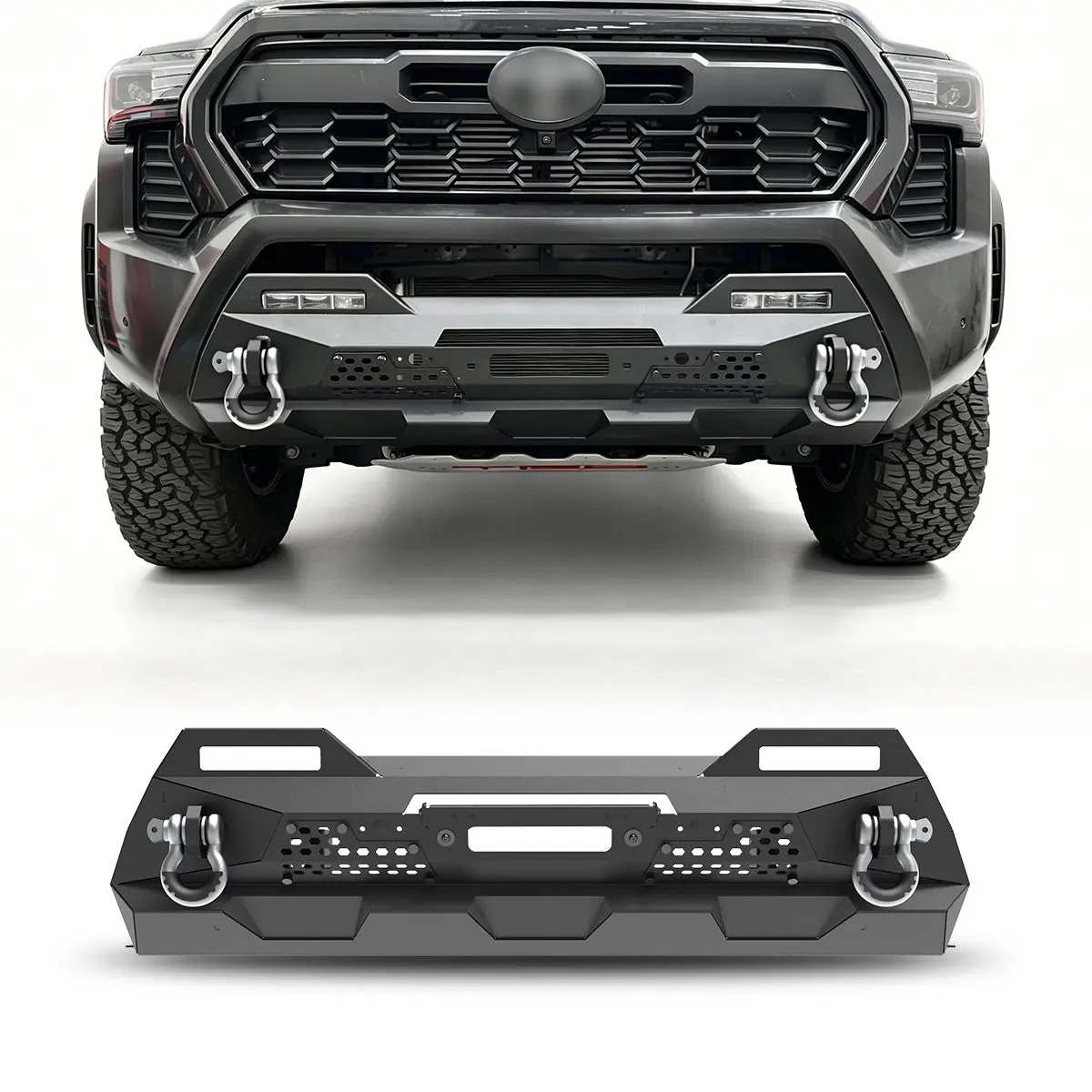 WOLFSTORM Steel Front Bumper for 2024-2026 Toyota Tacoma, 2 x Shackles, Customizable, D-Rings Included