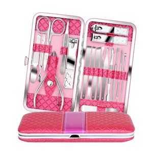 18PCS Manicure Set Pedicure Nail Clippers Kit, Professional Stainless Steel Nail Care Tools with Scissors, Tweezer, Ear Pick & Cuticle Trimmer, Travel Grooming Kit for Men & Women with Leather Case