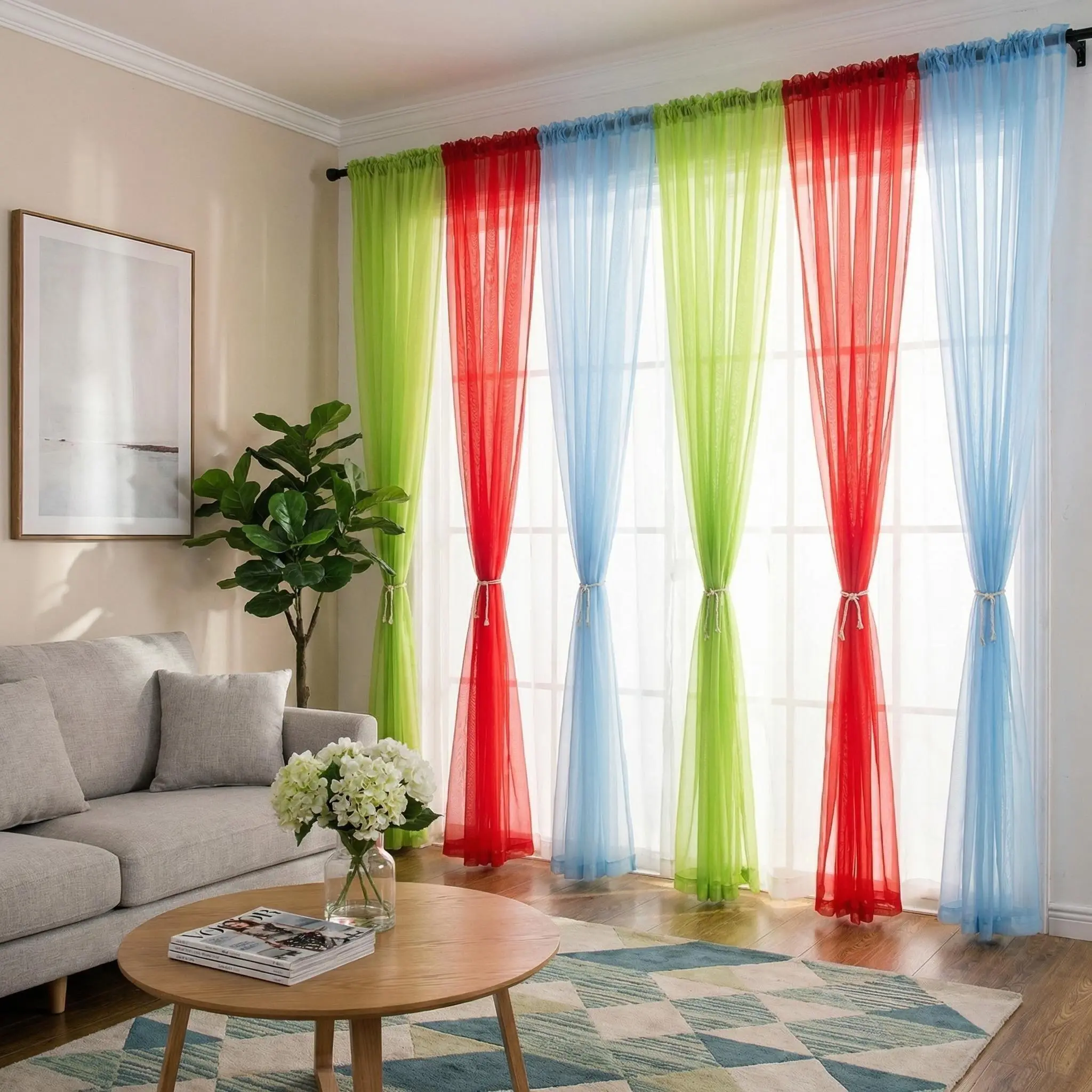 4 Piece Solid Color Terylene Fabric Light Pink Rod-Pocket Curtains 34x84 inch, Lightweight Durable Home Textile Window Drapes, Home Decoration Curtain, Interior Decoration Accessories for Bedroom, Living Room FT2536