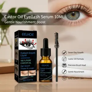 Seven-Day Rapid Growth Eyelash Serum, Castor Oil Eyelash Care Lotion - 10 Ml Gentle Formula, Provides Gentle Nourishment To The Eyelashes And Eyebrows. Comes With A Precision Brush Head, Suitable For Daily Eyelash Care.