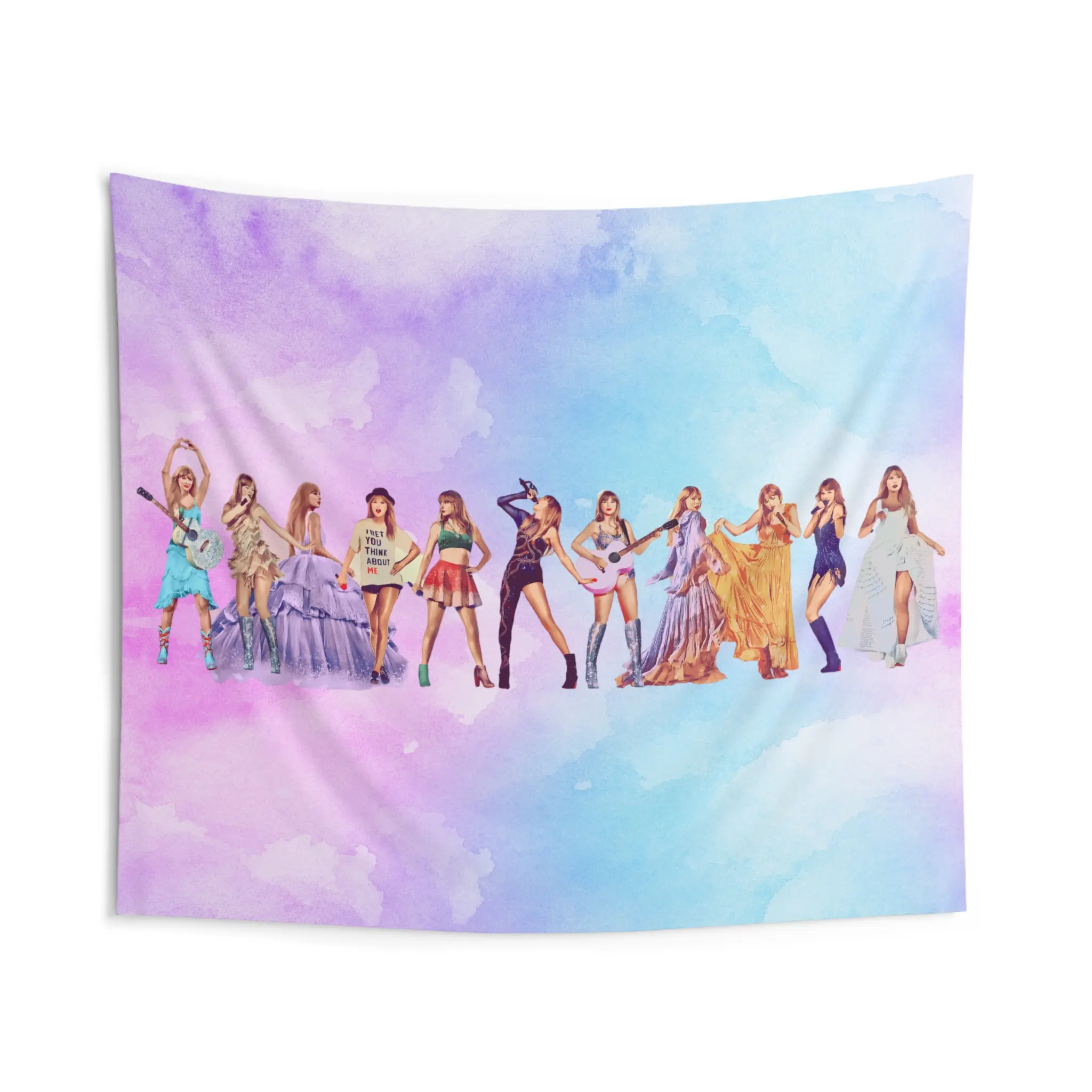 Pastel Eras Tour Multi Size Horizontal Indoor Tapestry Hemmed Edges
