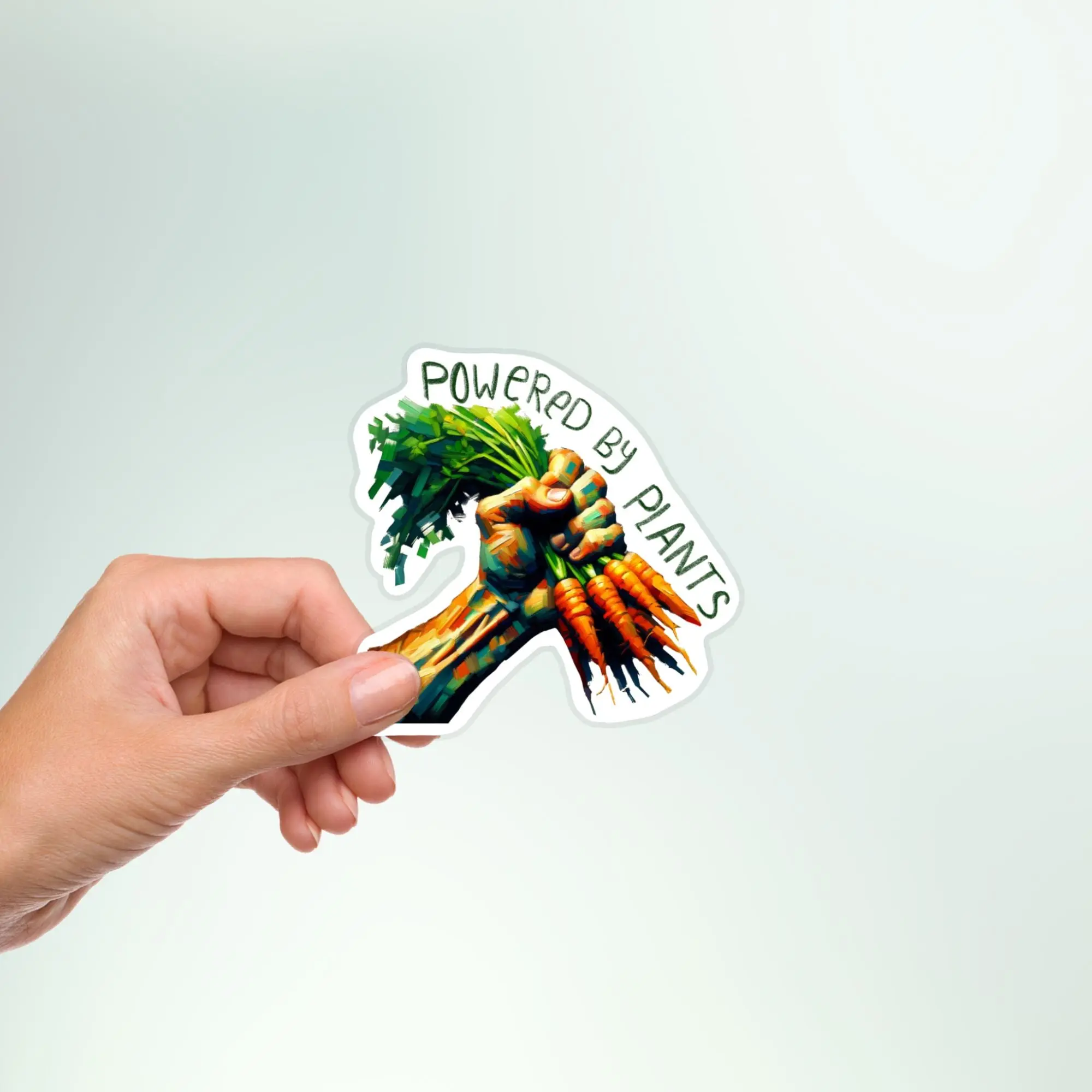 Powered By Plants Vegan Sticker - 3 Inch Waterproof Vinyl - Gentle Advocacy- Dishwasher Safe - Perfect for Laptops & Water Bottles
