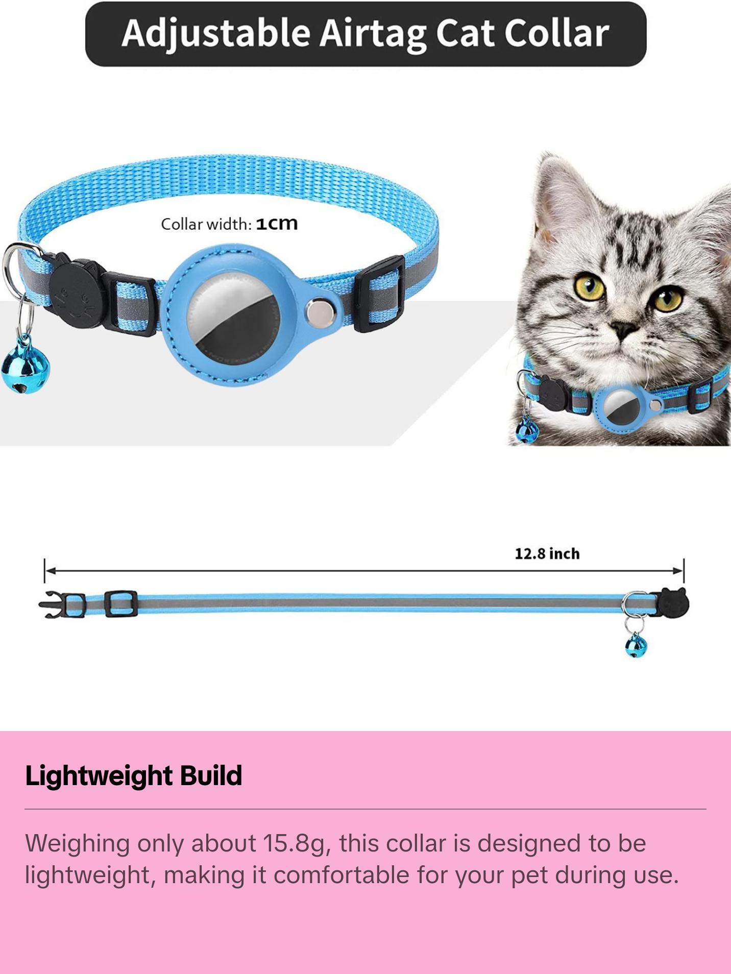 Cat Collar For Air Tag Detachable Cat Collars With Bells Safety Buckle Locator Leather Pet Collar For Cat Kitten Small Dog Cat Collar For Air Tag Detachable Cat Collars With Bells Safety Buckle Locator Leather Pet Collar For Cat Kitten Small Dog