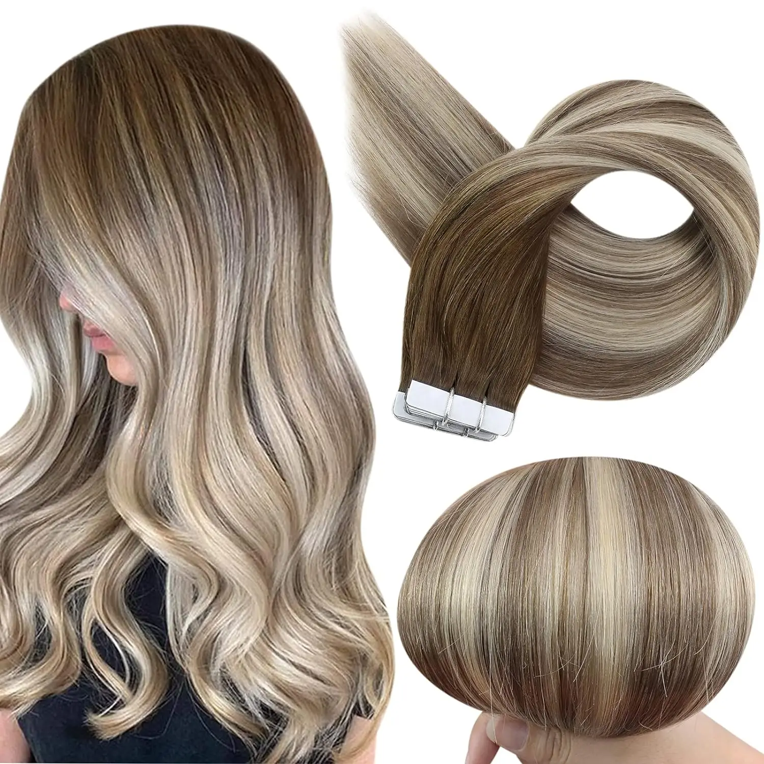 Full Shine Tape in Hair Extension Affordable Soft and Natural Human Hair Extensions Add Hair Volume