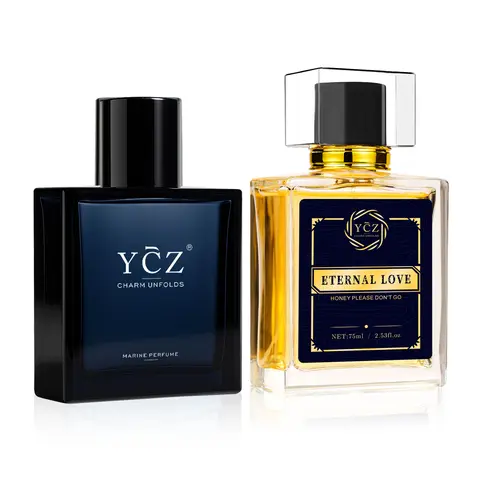 [YCZ] Men's Signature Duo | Midnight Marine & Eternal Love| Long-Lasting Oriental Gluten-Free Aromatic Fruity/Citrus Scent for Adults | Contains Alcohol | 2-Scent Day | Night Set with Oceanic Fresh | Musk | Lemon Mint | Woody Spicy | Aquatic Beach Notes