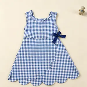 Kids Skirt Shorts Yoga Clothes Girls Active Clothing Toddler Children Built-In Shorts Blue Gingham Dress
