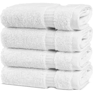 Hotel & Spa Quality 100% Cotton Premium Turkish Towels Soft & Absorbent 4-Piece Washcloths White
