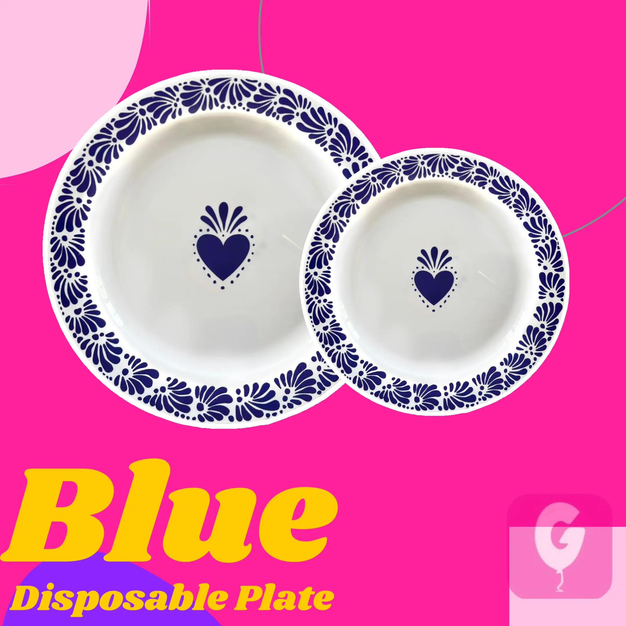 Full Set Talavera Disposable Premium Plates 4 Small/4 Large