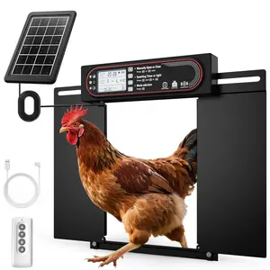 Automatic Chicken Coop Door with Horizontal Dual Opening, Remote & Manual Control, USB Backup, Predator-Proof Larger Opening Size House Door Solar Powered for Chicken, Duck and Poultry