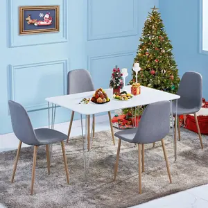 【Ivinta】Modern Black Marble/White Dining Table with Gold Hairpin Legs, 47" Rectangle Table for 4-6, Perfect for Dining Room or Small Spaces