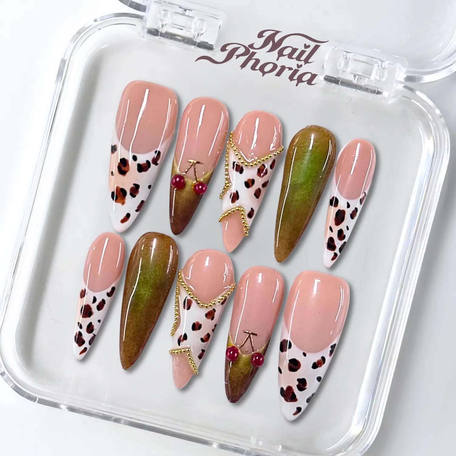 NailPhoria BERRY WILD - Handmade Press-On Nails | Reusable, Salon-Quality, Long-Lasting, Glossy Design
