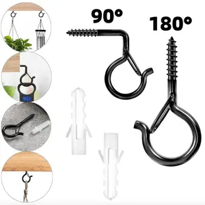 90 Degree 180 Degree Adjustable Hooks, S Hook Spring Clip Q Shape Hooks with Safety Lock Anti-Wind Screw Hooks, Durable & Secure Hanging Solutions