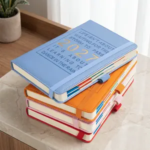 2027 bound calendar book, A5 thick notebook, business style, minimalist office, notepad, diary, notebook, multiple colors to choose from
