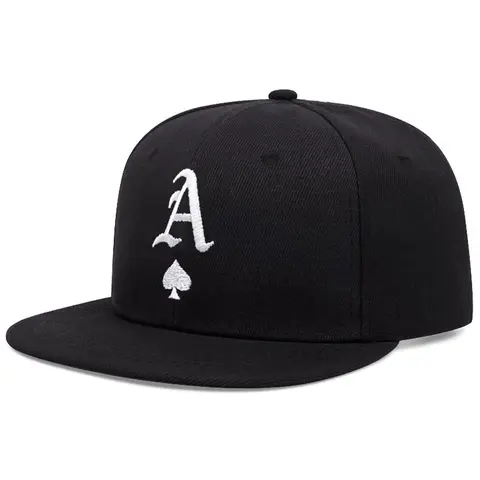 2025 Flat-Brim Snapback Cap with A Letter and Spade Embroidery, Outdoor Sports Sun Hat for Cycling and Hiking, Polyester Baseball Cap, Casual Unisex Sports Cap, Fashion Snapback Hat