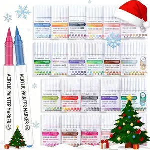 Languo 9pcs Liquid Soft Tip Acrylic Markers Set, Drawing Markers, Watercolor Painting Pens, Art Materials, Stackable, Auto Ink Control, Professional Art Use