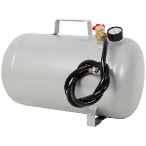 Portable 5/11 Gal Aluminum Air Compressor Tank, Lightweight Durable Air Compressor Accessory with Pressure Gauge, Safety Valve, and 47-Inch Connecting Hose