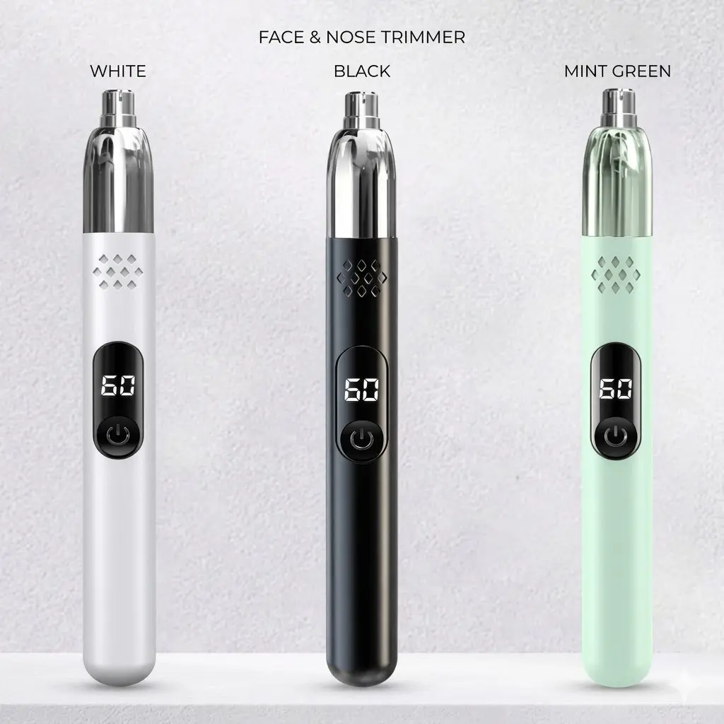 Cordless Rechargeable Nose Trimmer with Digital Display, Rinseable Head, Tames Ear Hair, for Facial Care, Cordless Nose Trimmer, Tames Ear Hair Too