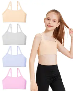 Sascina Girls Training Bras 7-12 Crop Cami Sports Bras First Bra with Adjustable Straps - No Pads, Chest Double Lined