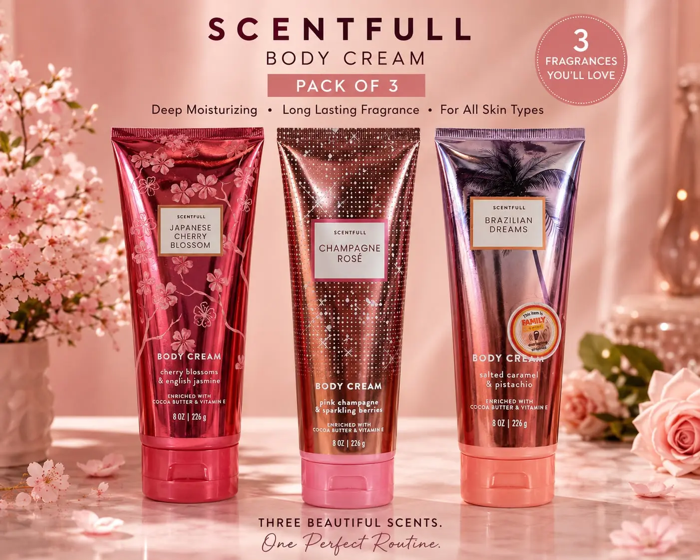 Scentfull Golden Cashmere Body Cream – Deep Moisture Body Lotion 8oz