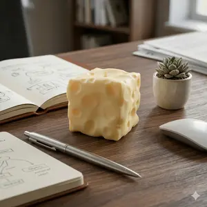 Pawtoto Cheese Off-White Squishy Toy Handmade Food Grade Silicon Creamy Clay Feel Soft Quick Rebound