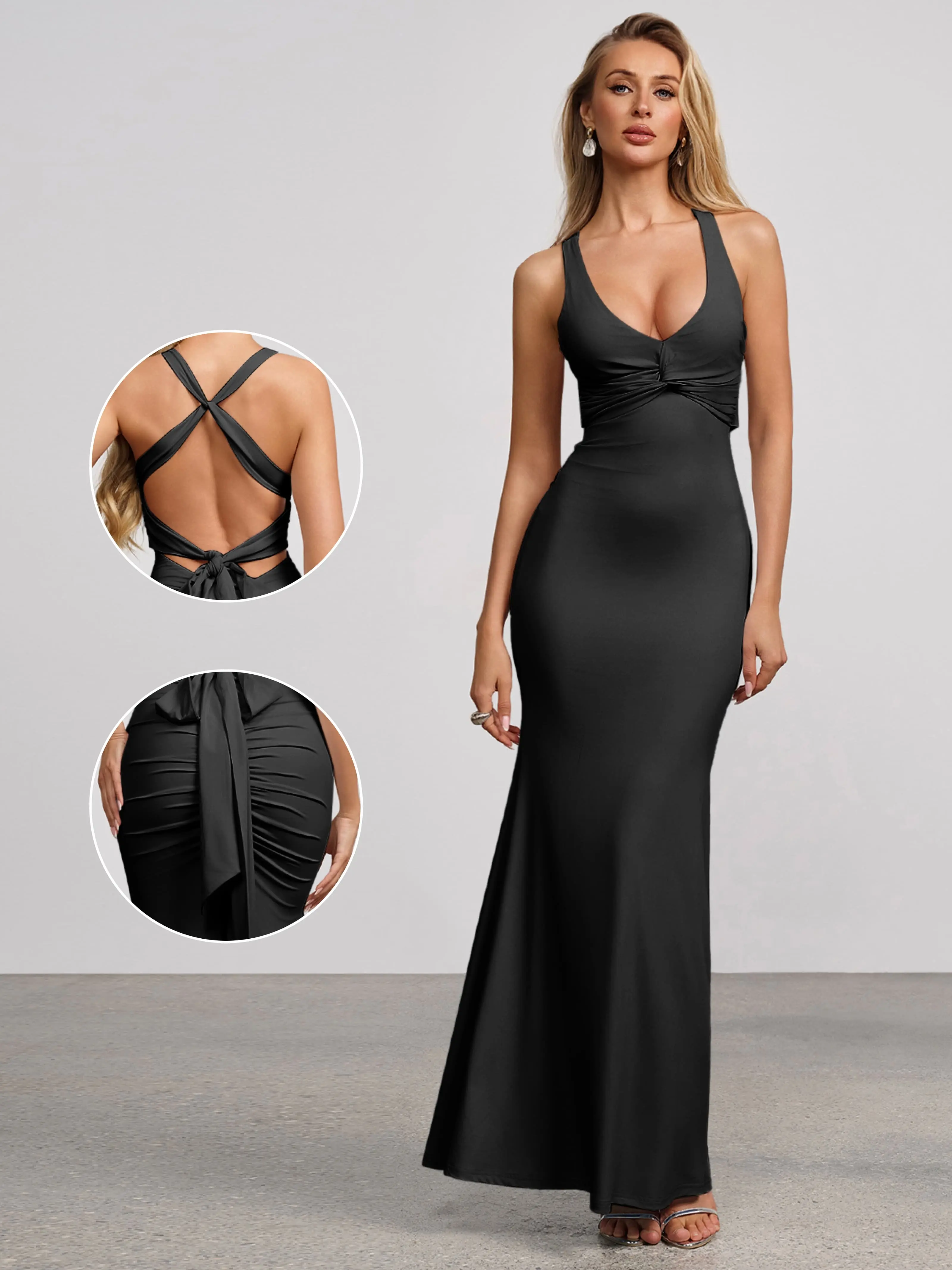 backless christmas party dress Backless Short Beaded Low V-Neck Party Dress -PromGirl Platinum / 8 main image 0