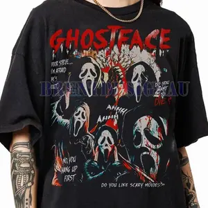 Ghostface Vintage 90s Graphic T-Shirt, Scream Horror Movies Shirt, Ghost Face Classic Retro Tees Gift For Women and Man Unisex T-Shirt Human Menswear Soft, shirt for women