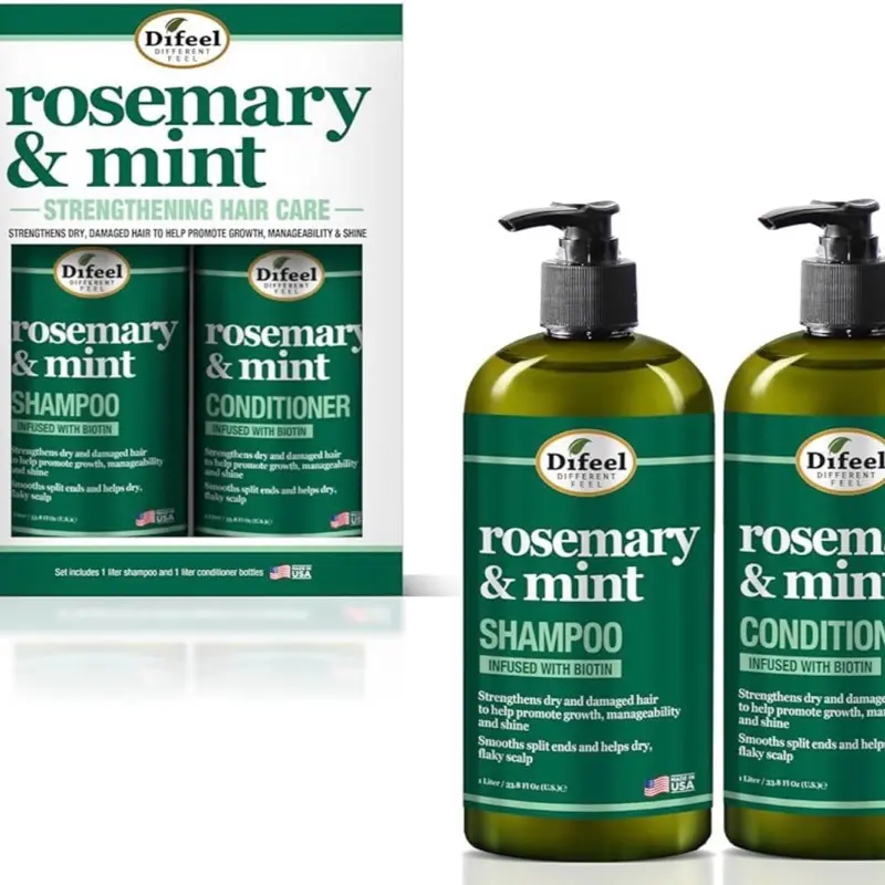 Diffeel Rosemary & Mint Shampoo & Conditioner with Body Freshness, Strengthens Hair, and Helps Detangle