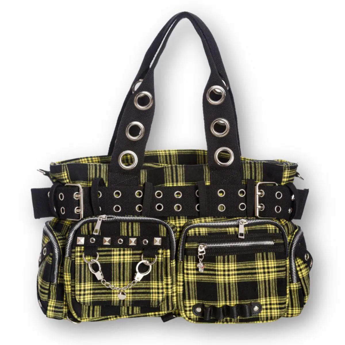 Yellow Plaid Convertible Belt Shoulder Bag