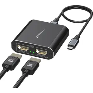 USB C to Dual HDMI Adapter for 2 Monitors Dual 4K@60Hz Extended Display Type C to HDMI Splitter 1 in 2 Out for Laptops MacBook Pro Air etc. Plug and Play No Driver macOS Only Support SST Mode
