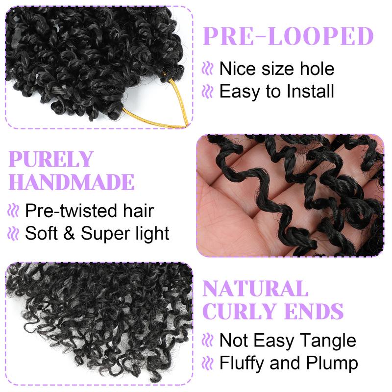 BEFUNNY 8 Inch Pre-looped Yanky Twists Crochet Braids 3 Packs  Passion Twist with Curly Ends Spring Mini Twist Crochet Hair for Black Women Boho Crochet Braids Synthetic