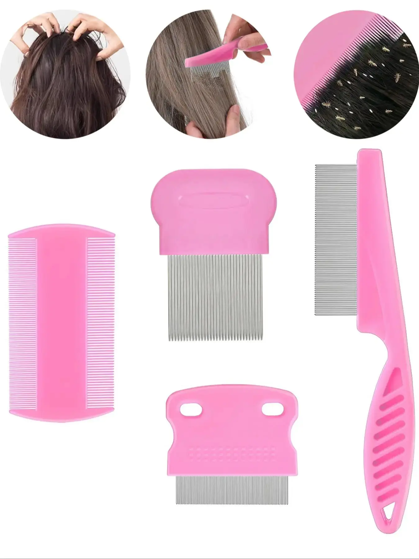 4pcs Dandruff Comb Set, Scalp Psoriasis Lice Comb, Fine Tooth Combs for Hair Care, Hair Styling Combs, Hair Detangling Comb, Multi-Functional Massage Comb for Women, Hair Tool