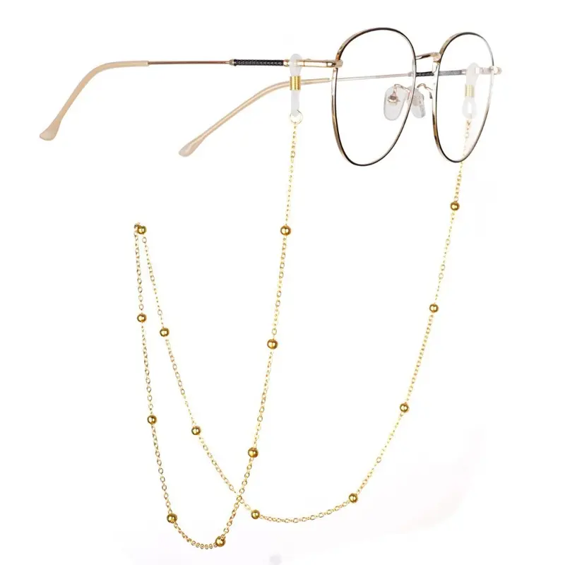 Women's Cute Simple Dainty Beaded Eyewear Holder - Lightweight Metal Accessory Glasses Chain & Lanyards, Detachable All Seasons Eyeglass/Sunglass Strap, Multi-Use Face Mask Attachment
