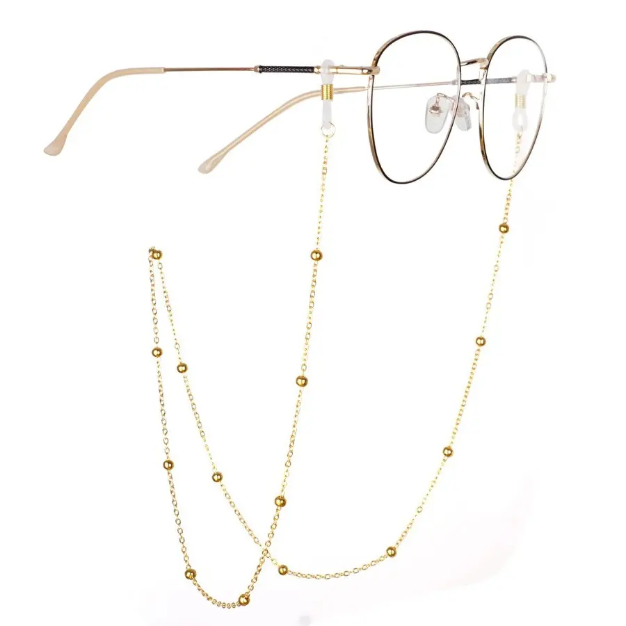 Women's Dainty Beaded Glasses Chain with Charm Accents - Fashion Sunglass Holder Strap, Multi-Use Face Mask Lanyard, Beaded Chain