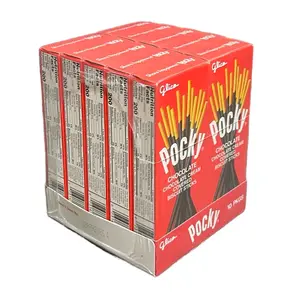 10 Packs Glico Pocky Chocolate Cream Covered Biscuit Sticks - (1.41 oz Each) - Snack Cookie