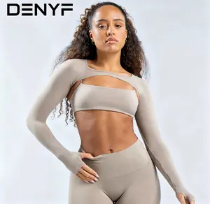 Seamless Cutout Long Sleeve Crop Top & High Waist Leggings Set