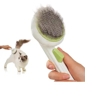 Cat and dog brush with release button for cleaning fur, self-cleaning cat grooming brush, suitable for indoor cats, dog shedding brush grooming set, pet hair removal tool