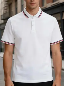 Men's Fashion Menswear Classic Casual Business Golf Polo Shirt, Pure Color Collar Trendy, Soft Skin-Friendly Fabric, Outdoor Sports Indoor Parties